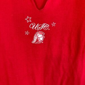 USC Trojans Red Long Sleeve Shirt Sz XL Rhinestone Decoration Tommy Trojan